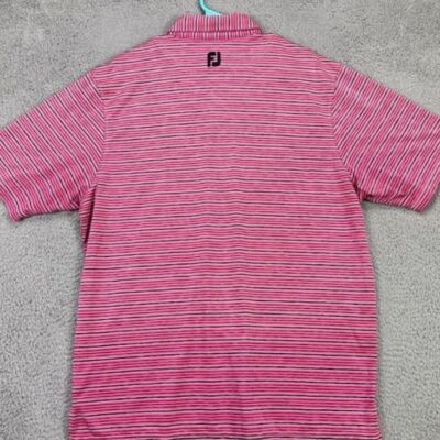FootJoy FJ Polo Shirt Adult Large Pink Black Striped Golf Golfing