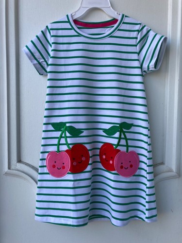 NWOT Girl's Spring/Summer Dress-Green&White-Mini Boden Inspired Design Size 6