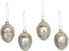Gisela Graham Set of 4 Gold Glass Egg Christmas Tree Bauble Decorations (5cm)