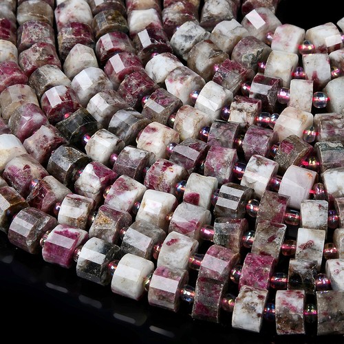 Natural Madagascar Eudialyte Faceted Cylinder Wheel Tube 9X6MM 10X6MM (D416) - Picture 2 of 3
