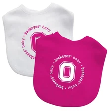 NEW Ohio State Buckeyes Football NCAA Hot Pink & White Baby Fanatics 2 Pack Bibs