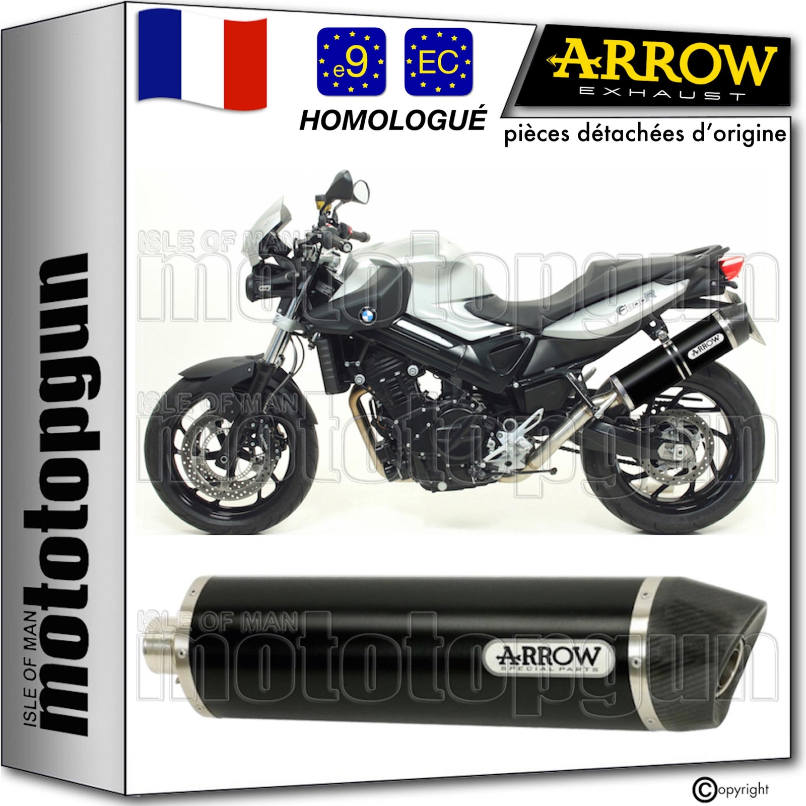 Pot Arrow noir approuvé améliore la sonorité du roadster BMW F800 R