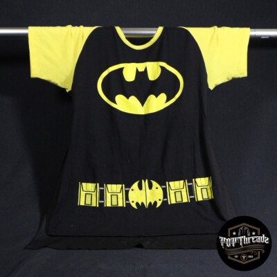 Women's Batman T-Shirt Cape Size Xtra Large Black Yellow Utility Belt