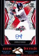 1-2020 Leaf Flash RC Red Auto Oswald Peraza Yankees 3/5 #BA-OP1
