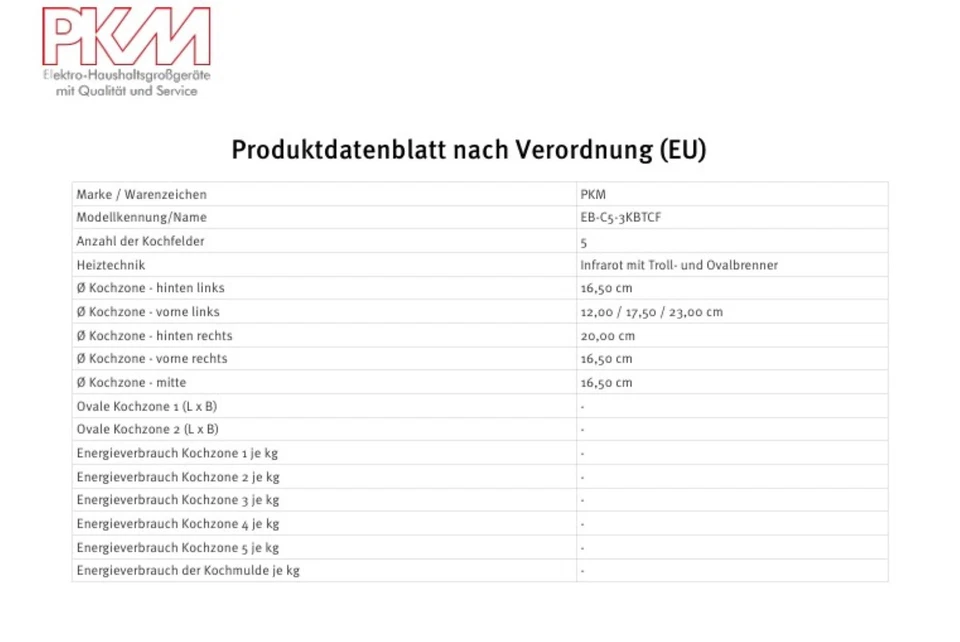PKM Kochfeld EB-C5-3KBTCF 80cm - 5 Zonen Bräterzone Glaskeramik Touch - Bild 2 von 4