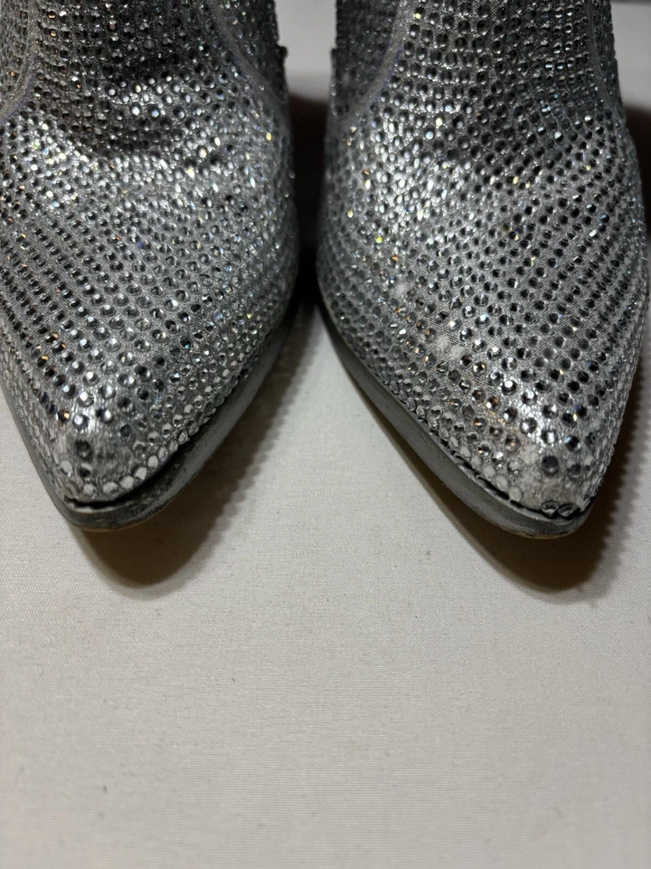 Botas Wang de azalea occidental con diamantes de imitación plateadas brillantes para mujer 7 Foto 4 de 4