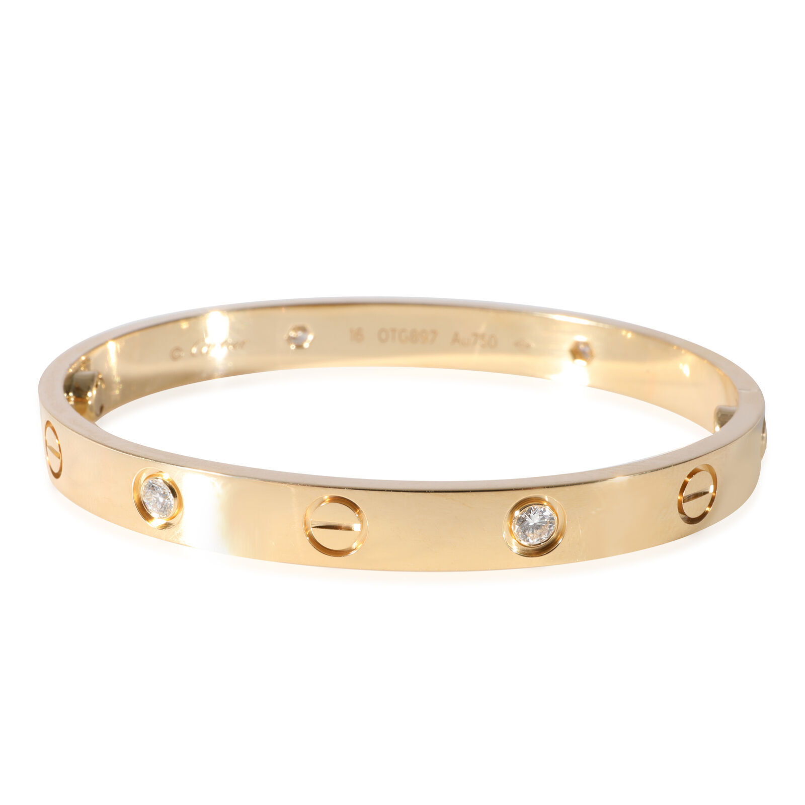 Cartier Love 16 in Bangle Bracelet 18k Yellow Gold Diamond 0.42 ctw for ...