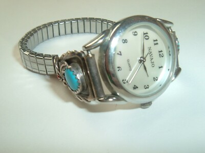 Vintage watch Navajo Sterling Silver Turquoise Coral Robert
