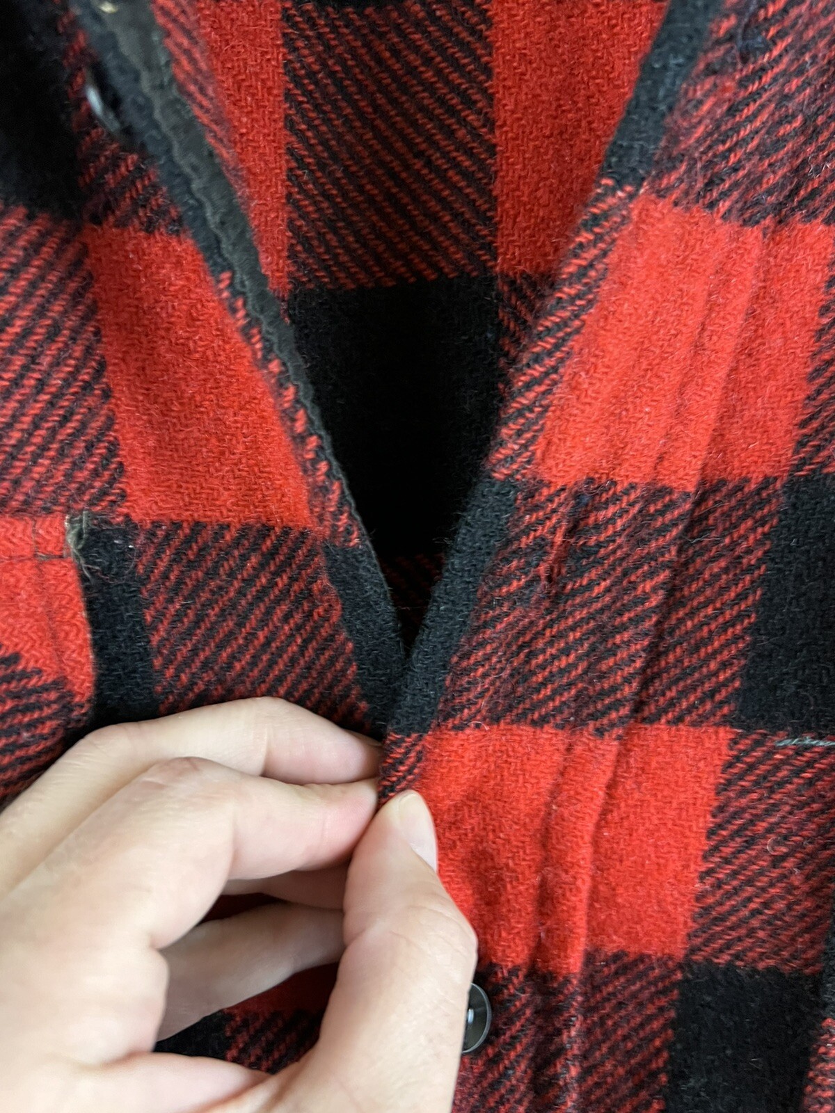 VTG 50s 60s Distressed Sears Pilgrim Wool-Blend Buffalo Plaid Flannel M USA