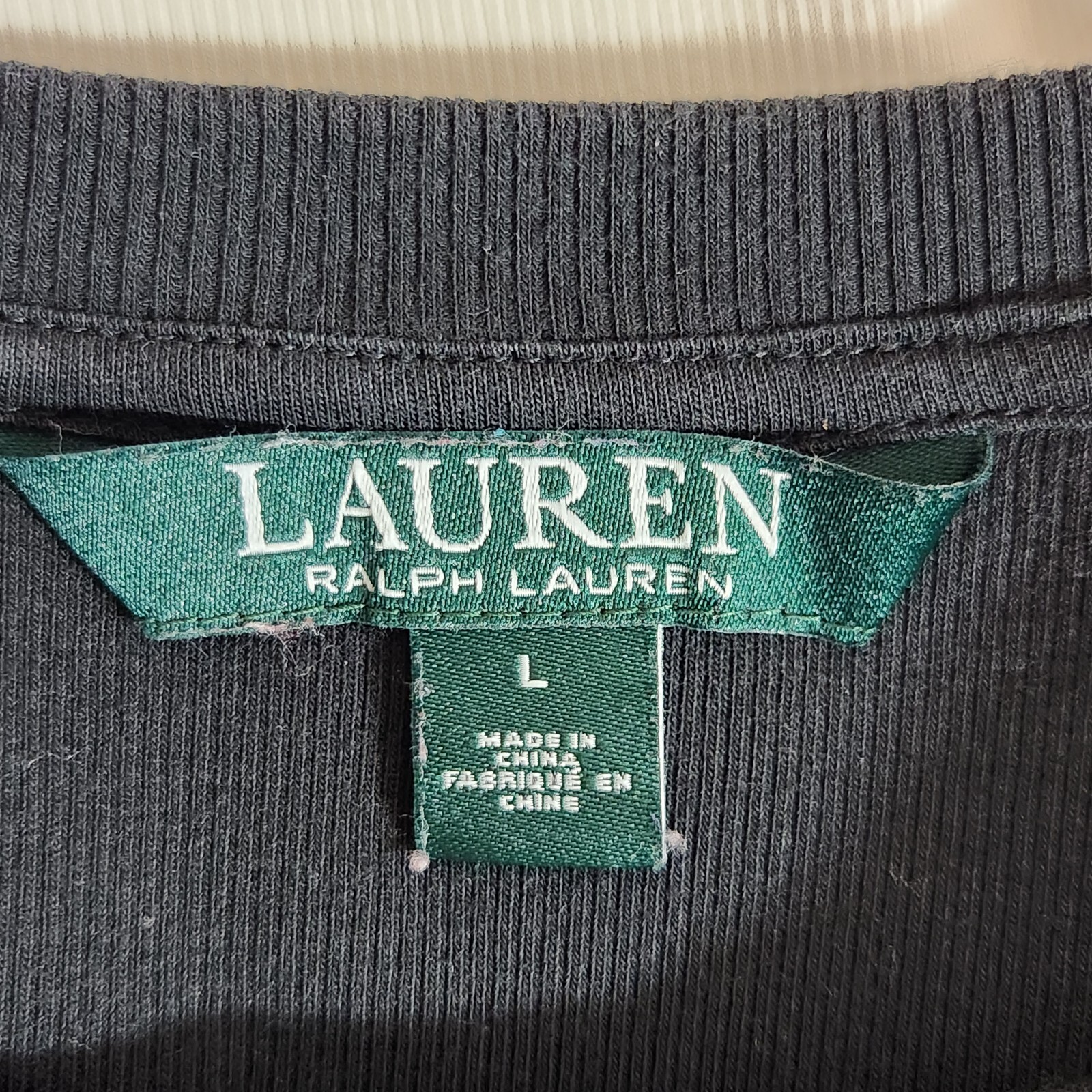 Lauren Ralph Lauren Womens Shirt Top Size Large White Black Long Sleeve