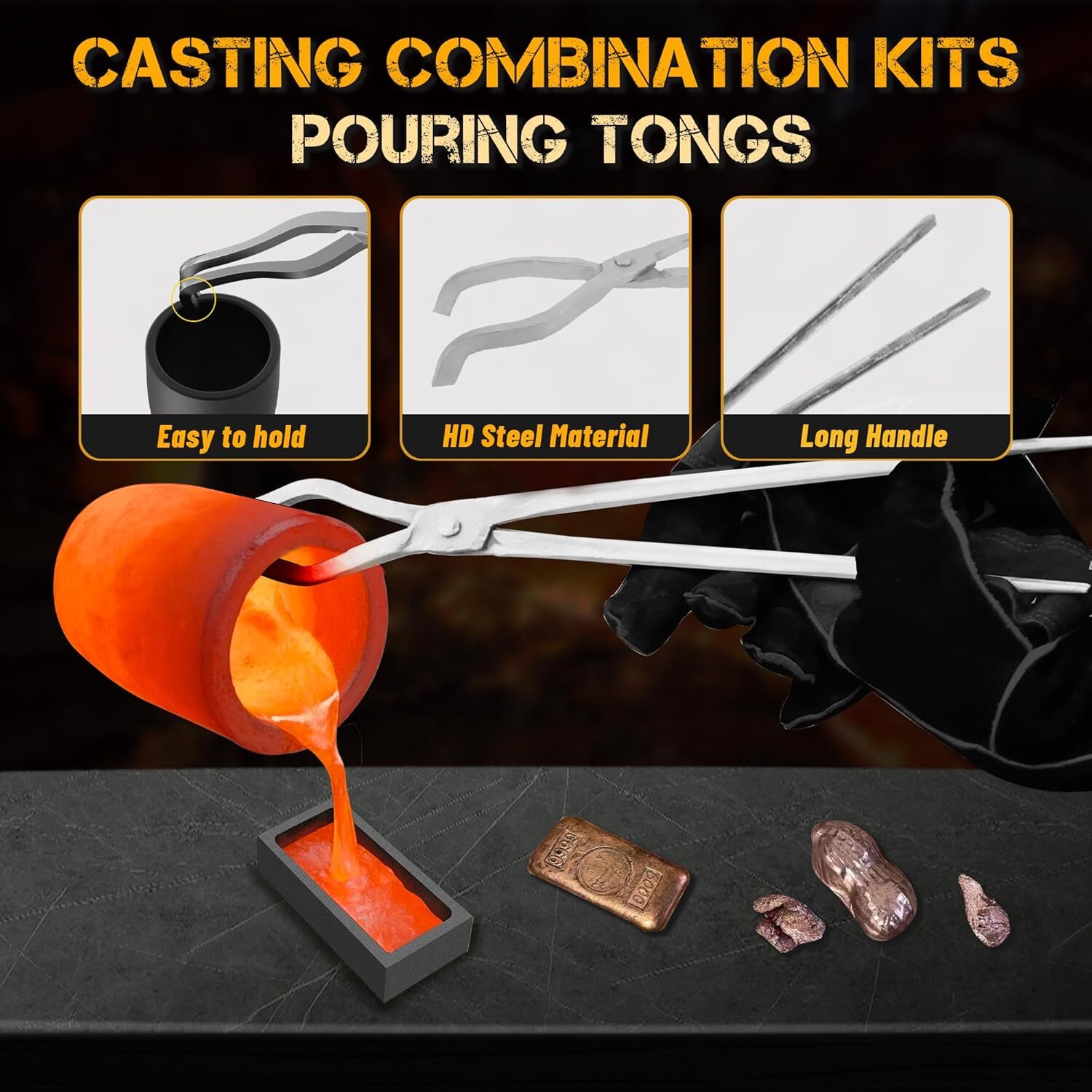 CANALHOUT 12KG/26.5lbs Propane Melting Furnace Kit with Two Tongs and Crucible..