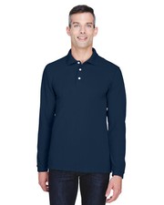 Harriton Mens 5.6 oz. Easy Blend Polyester Cotton Long Sleeves Polo M265L XS-4XL