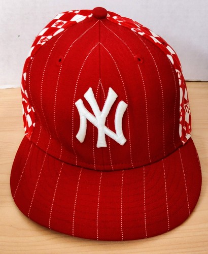 New Era 59Fifty Yankees Mütze, Fitted Cap, Größe 7/38, rot Nadelstreifen