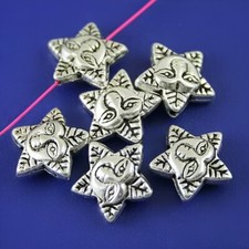 20pcs 11mm,hole:0.9mm Tibetan Silver Alloy Charm Face Star Spacer Beads H2457