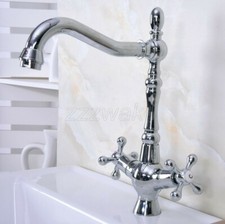 Polished Chrome Deck Mounted Dual Handle Btahroom Basin Mixer Sink Faucet Znf920