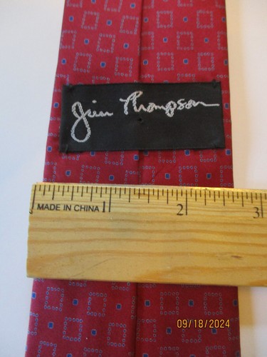 Jim Thompson Red Silk Neck Tie - Picture 2 of 2