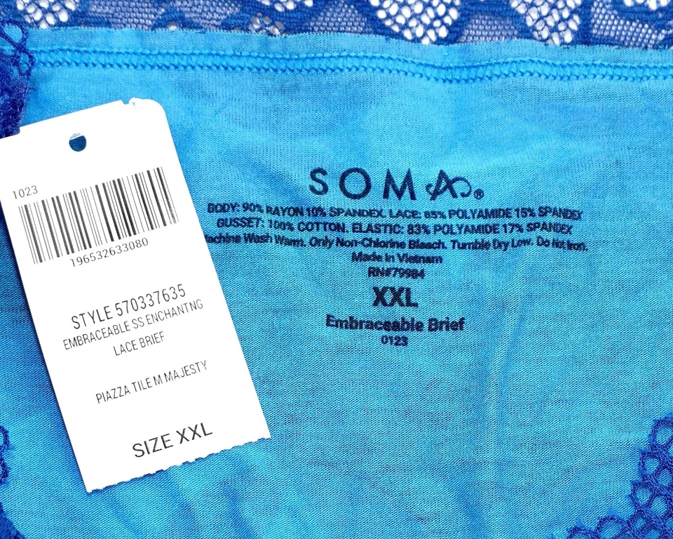 Calzoncillo de encaje Soma Embraceable SS ~ Azulejo Piazza M Majesty ~ Talla XXL [NUEVO CON ETIQUETAS] Foto 3 de 3