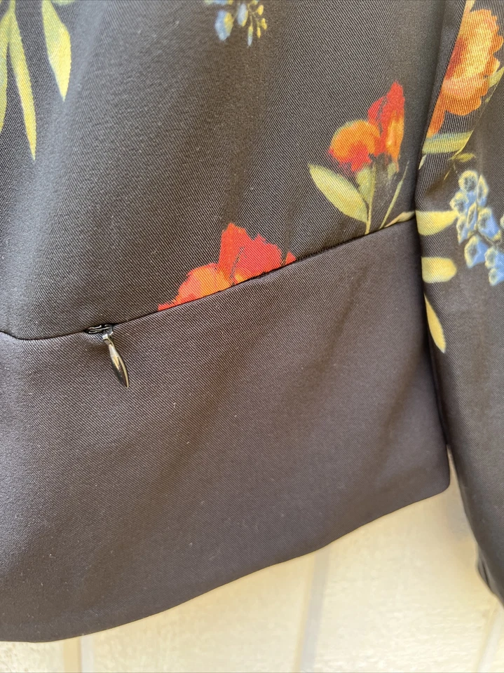 New $98 Susan Graver black Peach Floral full zip Bomber Jacket Womens 2 small X6 - Image 4 of 4