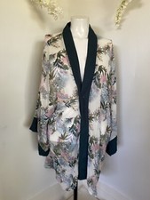 Xhilaration Beach Open Cover Up Kimono Top Women's M/L Floral Tropical Aloha EUC