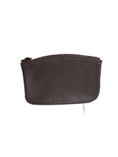 Pure Leather Large Dark Brown Zipper Coin Purse Card Bills Holder Made USA