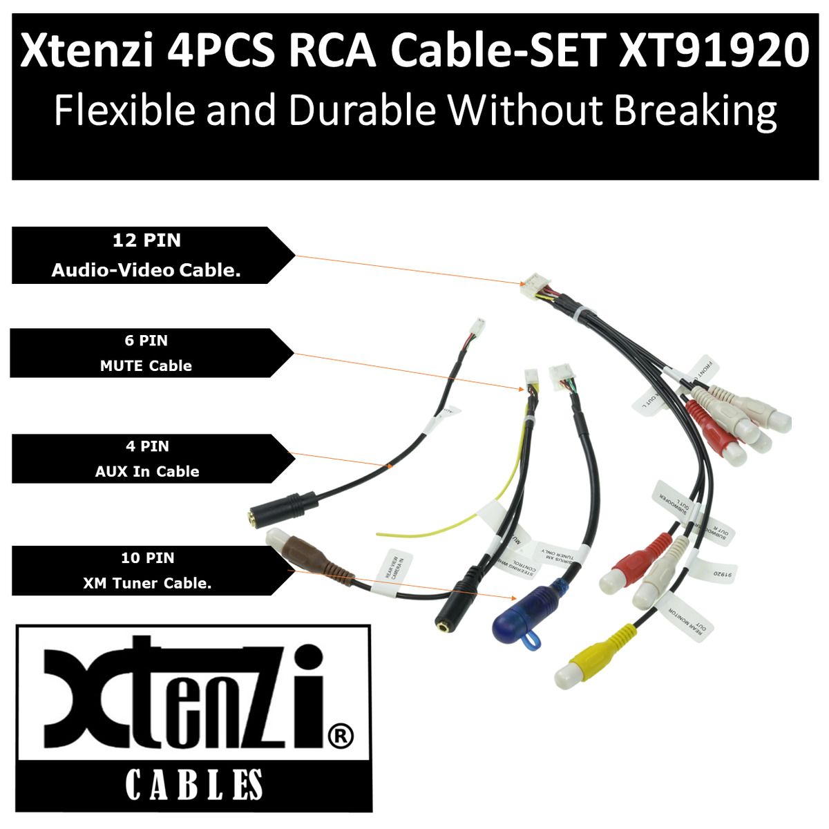 Xtenzi 4PCS Set XT91920 AV RCA Harness Cord For Pioneer Xtenzi 4PCS Set XT91920 AV RCA Harness Cord For Pioneer