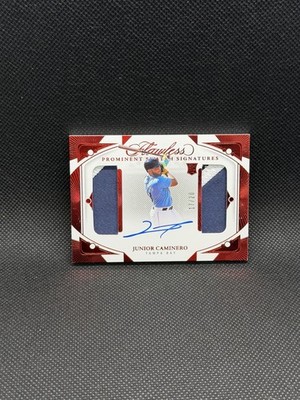 2024 Panini Flawless Junior Caminero Prominent Swatch Signatures Ruby #17/20