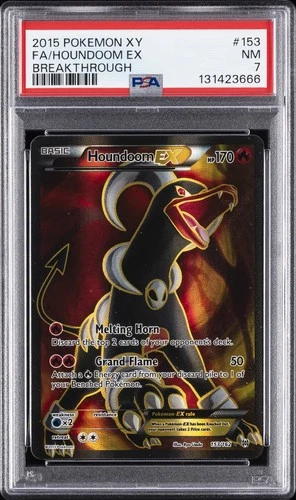2015 POKEMON XY BREAKTHROUGH #153 FULL ART/HOUNDOOM EX PSA 7