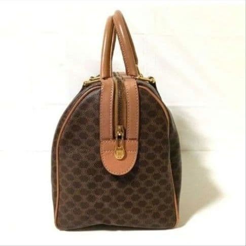CELINE Macadam Pattern Mini Boston Bag Brown PVC Leather Authentic Vintage — image 4