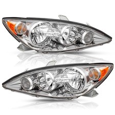 Headlight Assembly for 2005-2006 Toyota Camry Chrome Housing Amber Reflector