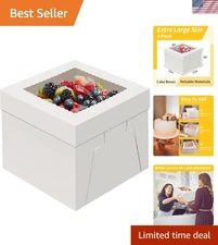 Elegant Cake Carrier with Window - 4 Pack 12x12x8 Cake Boxes for Every Occasion