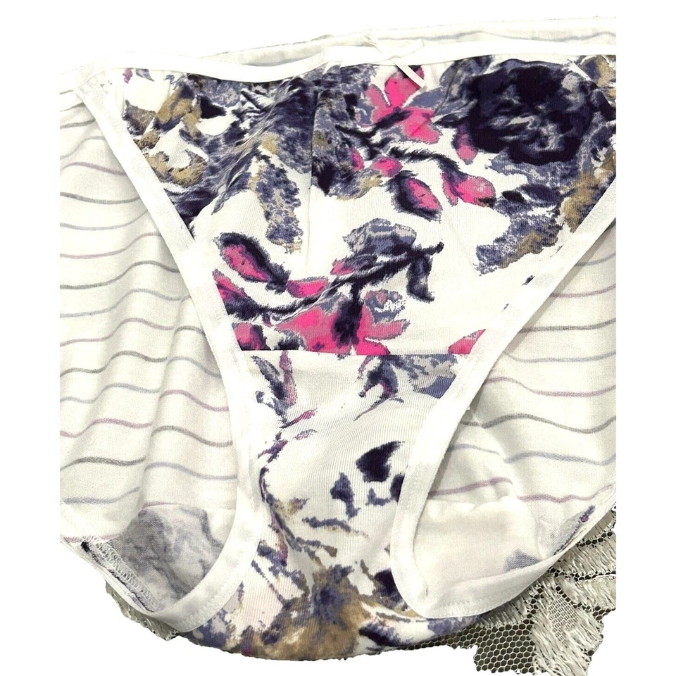 NWT Lane Bryant White And Purple Stretch Cotton String Bikini Panties 1X 18 20 - Image 3 of 4
