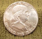1963-P Franklin Half Dollar 90% Silver 50 cent - actual coin shown AU+ to UNC