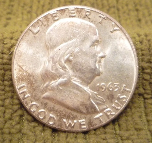 1963-P Franklin Half Dollar 90% Silver 50 cent - actual coin shown AU+ to UNC
