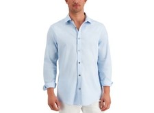 Alfani Mens Blue Long Sleeve Classic Fit Button Down Casual Shirt Size XL 70