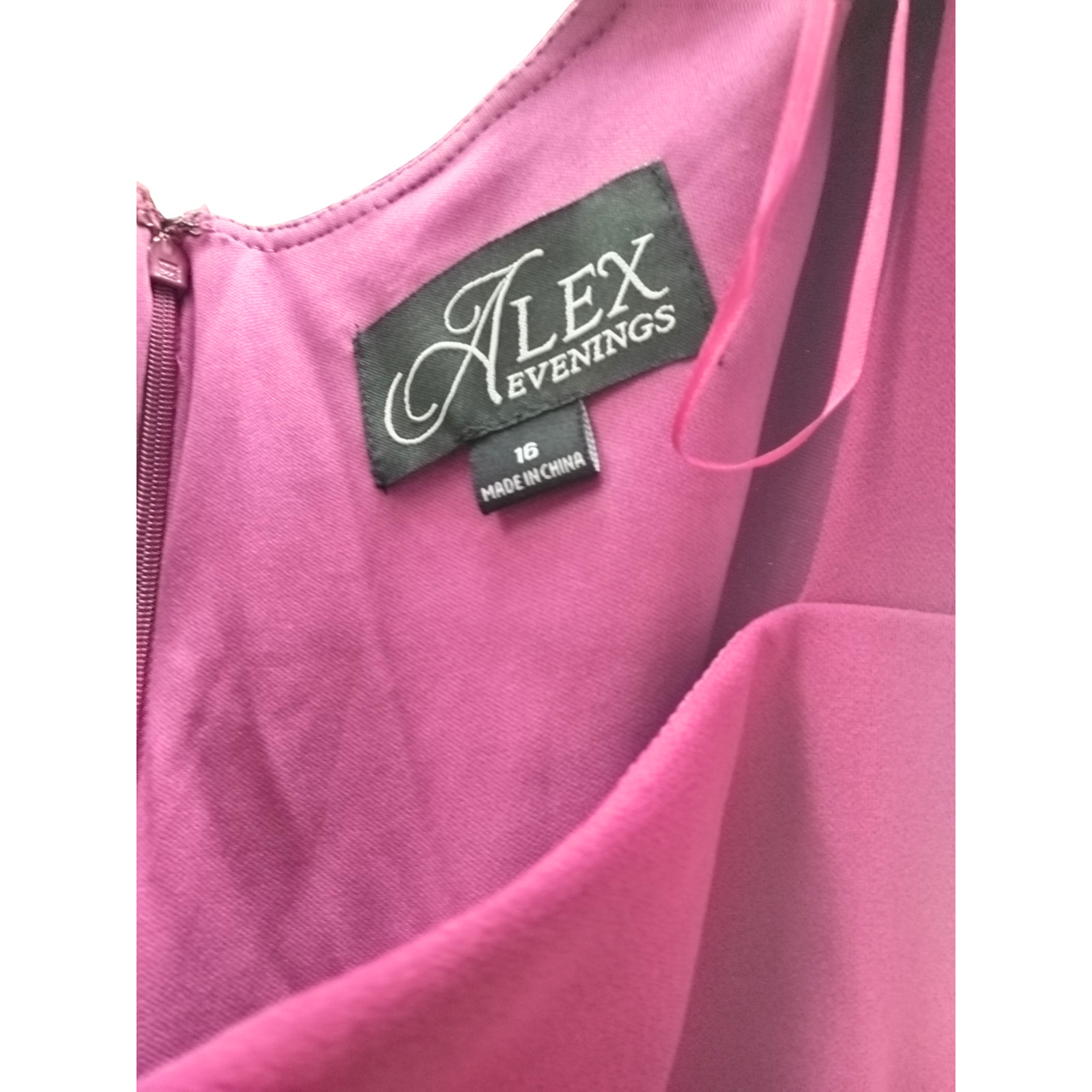 Alex Evenings Women's Long Cascade Ruffle Sleeveless Dress, Fuchsia, 16R image 3