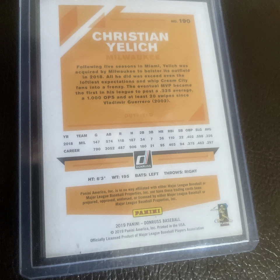 Panini Donruss 2019 - Variation Christian Yelich #190 Season Stat Line cinza... - Imagem 3 de 3