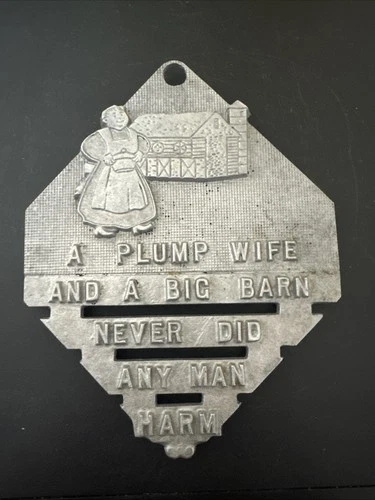 VTG METAL TRIVET A Plump Wife And Big Barn Never Did Any Man Harm Funny Humorous - product listing photo