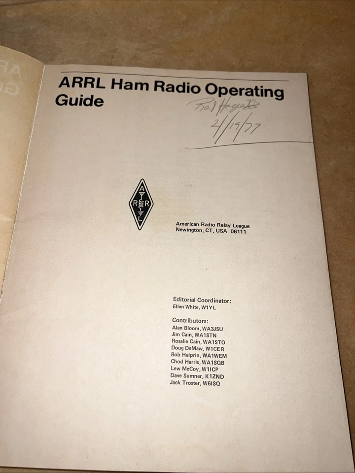 ARRL Ham Radio Operating Guide SIGNED BY ROB HAGERTY 1976 - Image 3 of 4
