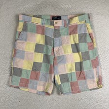 VTG Polo Ralph Lauren Shorts 38 Colorful Patchwork Seersucker Chino Preppy