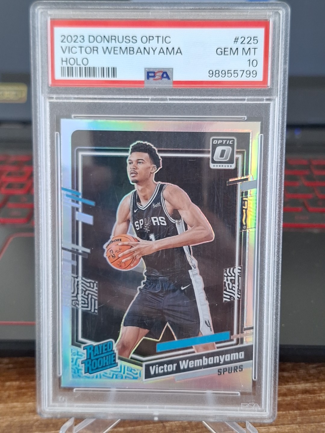 VICTOR WEMBANYAMA 2023 OPTIC HOLO PRIZM ROOKIE RC #225 PSA 10 GEM MINT! SPURS #1