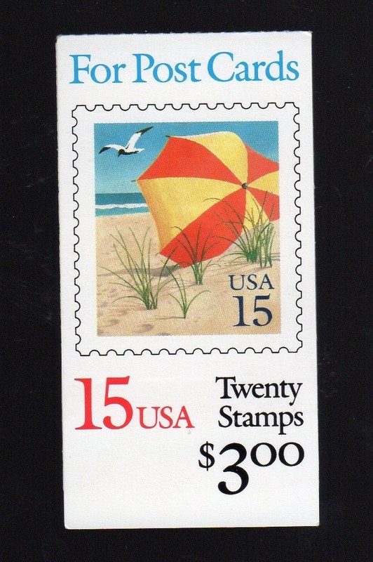 US Scott # 2443 BEACH UMBRELLA (1990) Booklet of 15 MNH 20¢ stamps