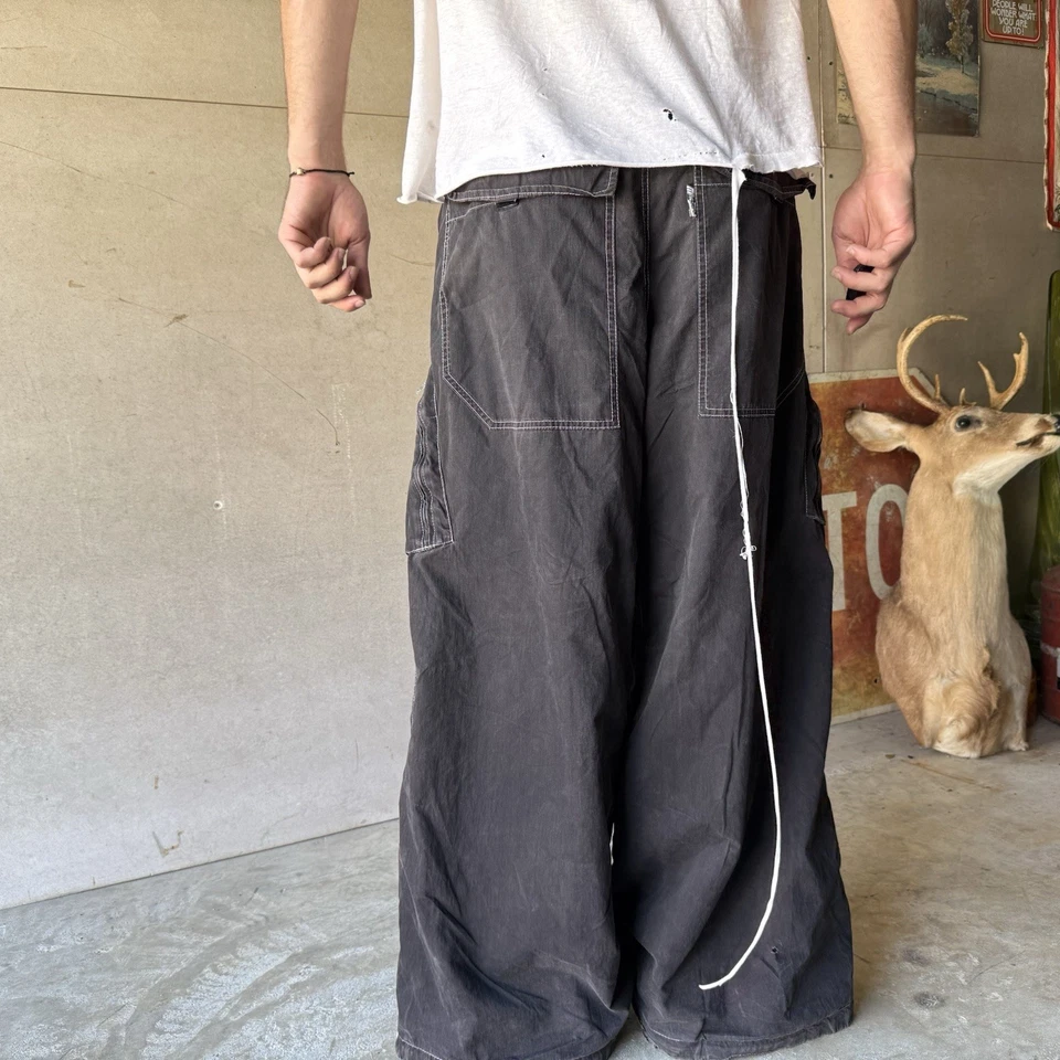 Pantalones cargo reversibles de pierna ancha MacGear vintage años 90 pantalones rave negros/grises Foto 3 de 4