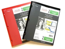 Mead Five Star Customizable 2 Pocket Plastic Folder Red & Black 2-PACK New