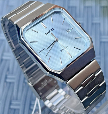 CASIO CLASSIC MTP-B185D-2A2VDF MENS SILVER ANALOGUE ICE BLUE DIAL WATCH *NEW*