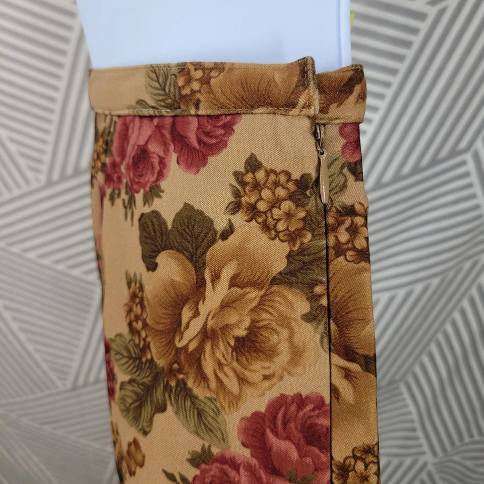 Vintage Skirt Long Sz 10 29" Ultrasuede Romantic Floral Tan Red Cottagecore Alt - Image 4 of 4