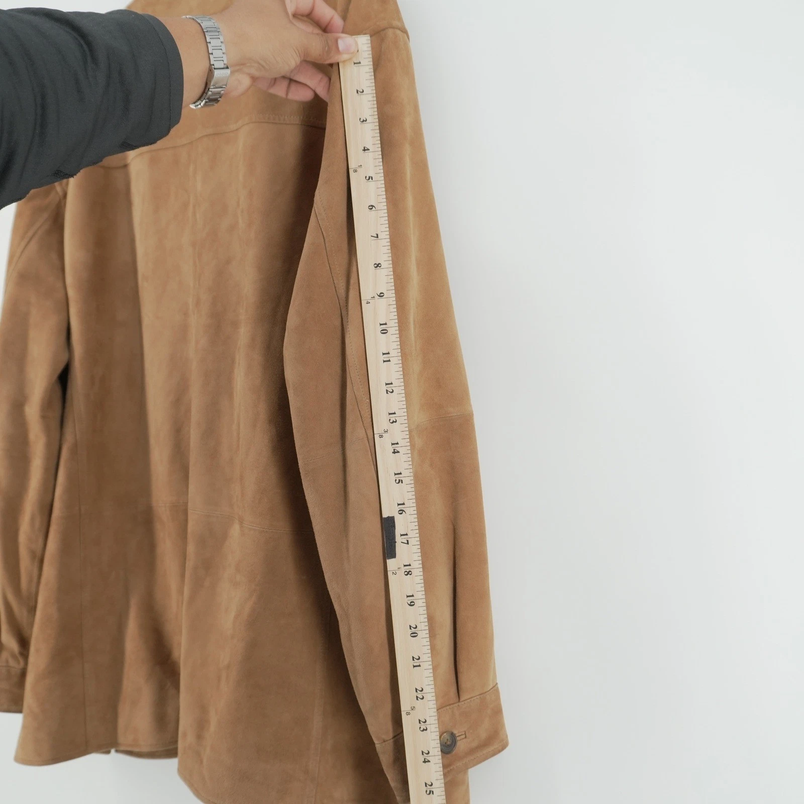 Brooks Brothers 346 Suede Jacket Mens XL Tan Genuine Leather Button Front Coat image 11