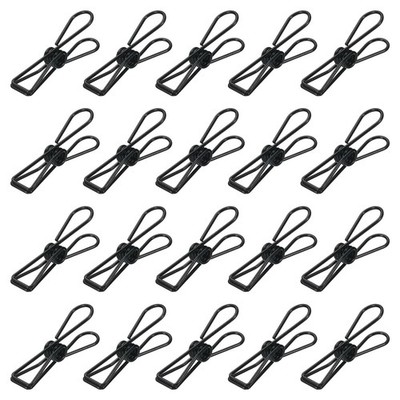 50 Pieces Metal Wire Hollow Out Clips 32mm Mini Binder Paper Clip Black