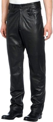 Men s Genuine Leather Regular Fit Pants Casual Real Leather Trouser Pants
