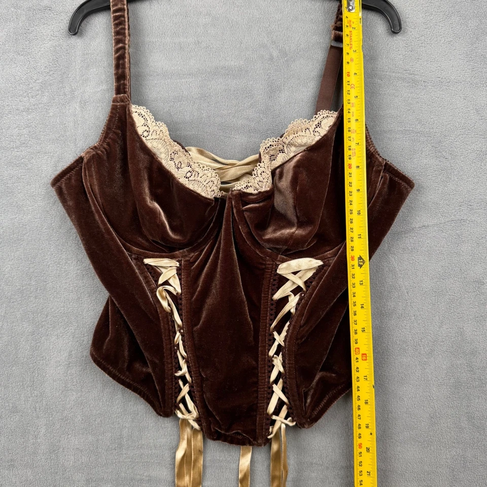 Blusa bustiê feminina Cacique marrom veludo com cadarço 14 16 - Imagem 4 de 4