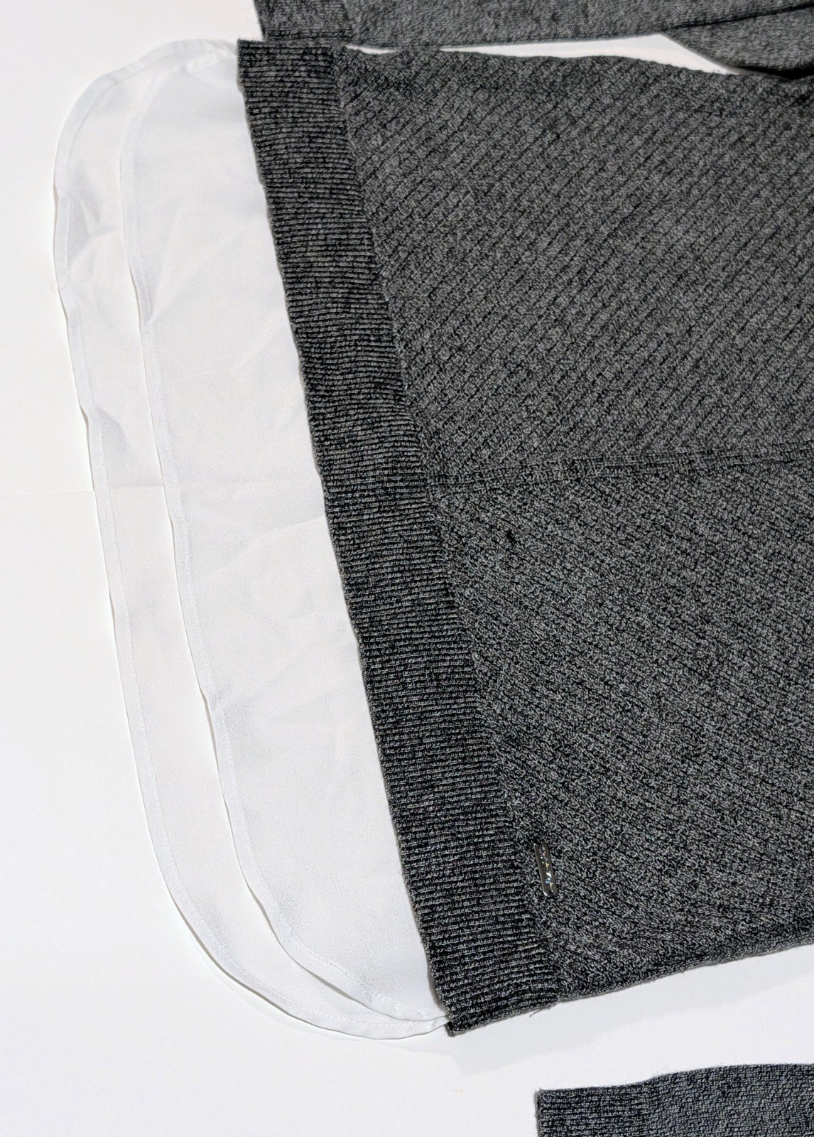 Calvin Klein Gray Knit Sweater With Sheer Bottom Women's M Crew Neck Long Sleeve thumbnail 5